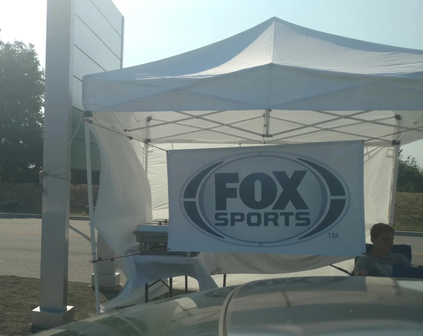 A FOX Sports branded tent at a Gametime catered event
